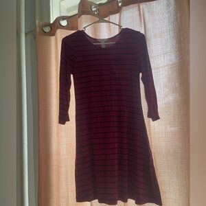 black & burgundy stripped dress long sleeve